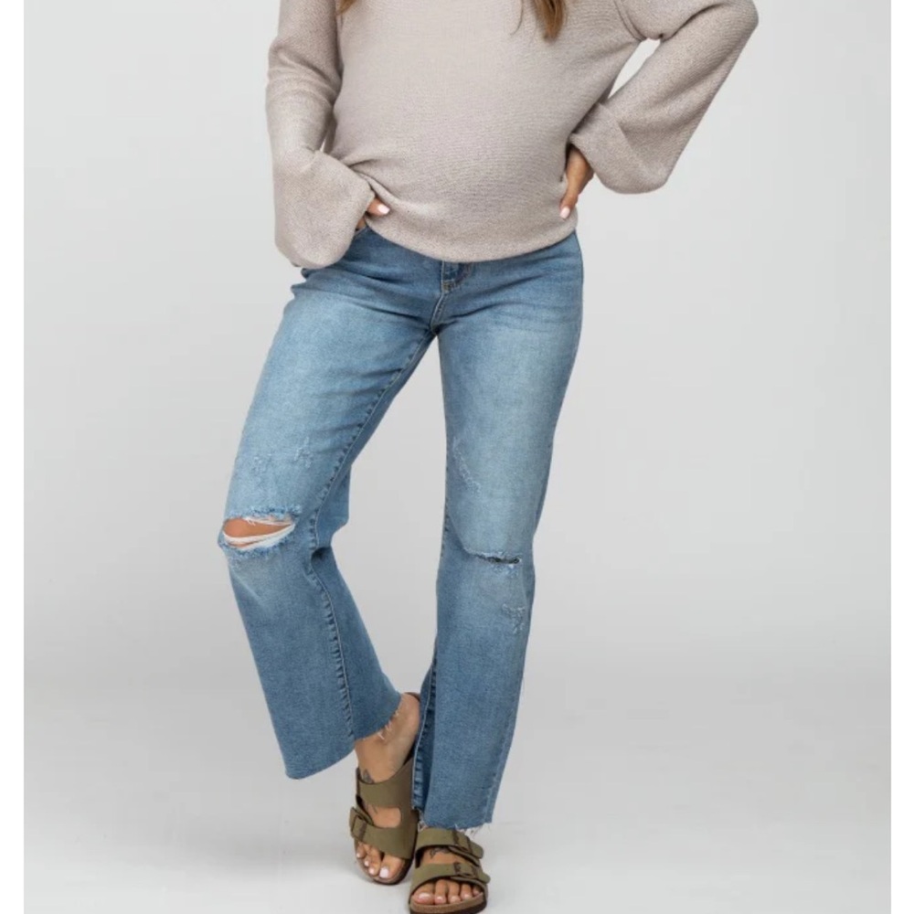 Pinkblush Light Blue Flare Maternity Jeans